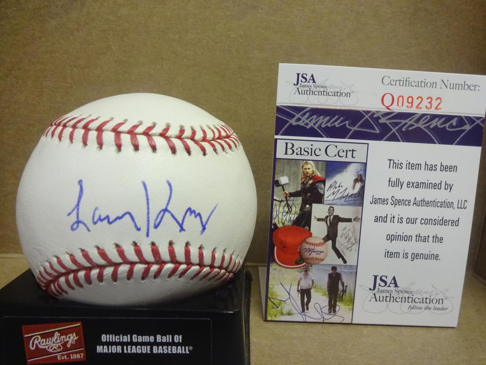 LARRY KING FAMOUS ANNOUNCER /DODGERS SIGNED M.L. BASEBALL JSA Q09233