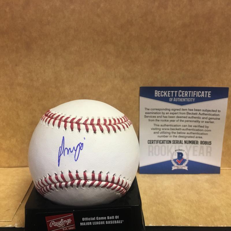 FRANCISCO MEJIA CLEVELAND INDIANS SIGNED M.L. BASEBALL ROOKIE YEAR BECKETT COA