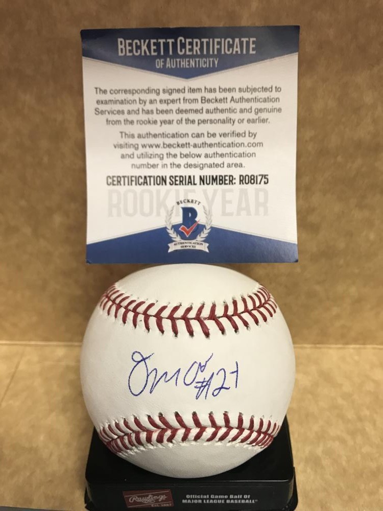 OMAR ESTEVEZ LOS ANGELES DODGERS ROOKIE YEAR SIGNED BASEBALL BECKETT R08175