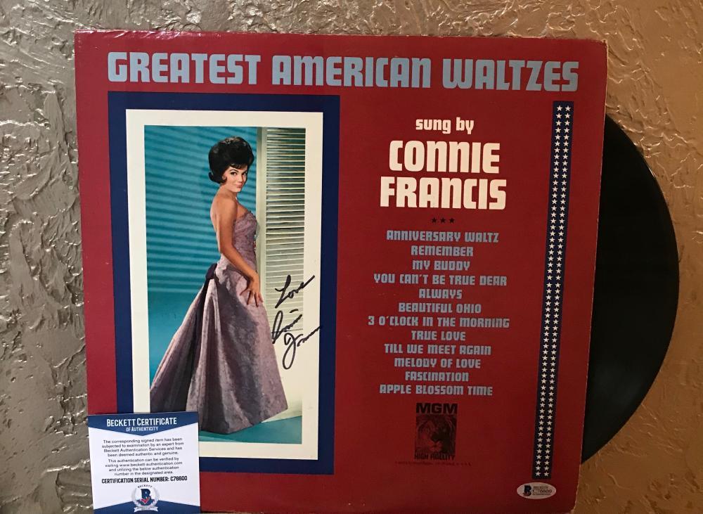 CONNIE FRANCIS GREATEST AMERICAN WALTZES SIGNED VINYL LP RECORD BECKETT C76600