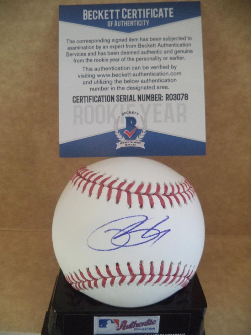 BOBBY BRADLEY CLEVELAND INDIANS ROOKIE YEAR SIGNED ML BASEBALL BECKETT R03078