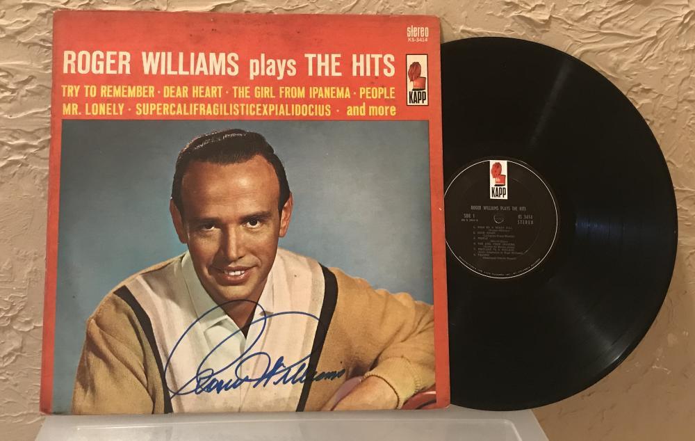 ROGER WILLIAMS PLAYS THE HITS DECEASED 2011 SIGNED AUTOGRAPHED VINYL RECORD W/C