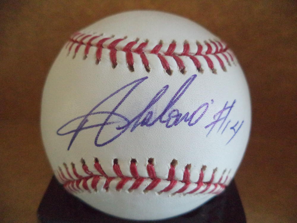 ANGEL SALOME MILWAUKEE BREWERS SIGNED AUTOGRAPHED M.L. BASEBALL W/COA