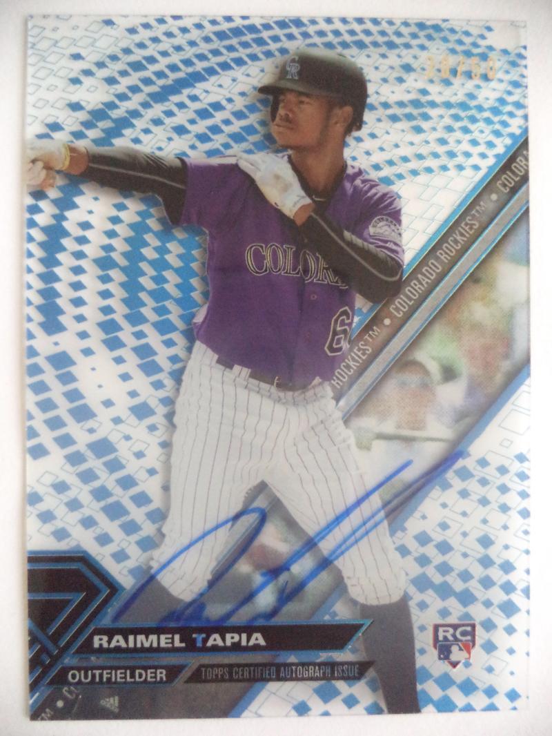 RAMIEL TAPIA ROCKIES 2017 TOPPS HIGH TEK AUTOGRAPHED AUTO ROOKIE CARD 20/50