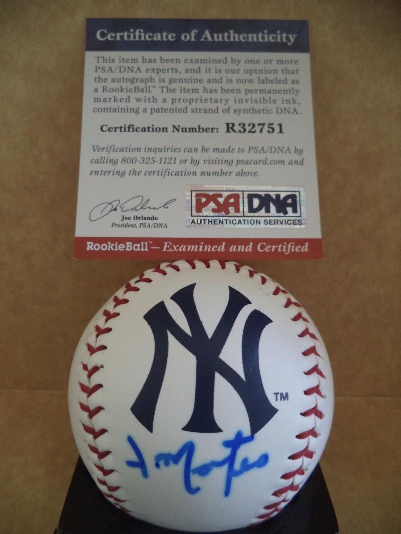 JORGE MATEO NEW YORK YANKEES SIGNED AUTOGRAPHED LOGO BASEBALL PSA R32751