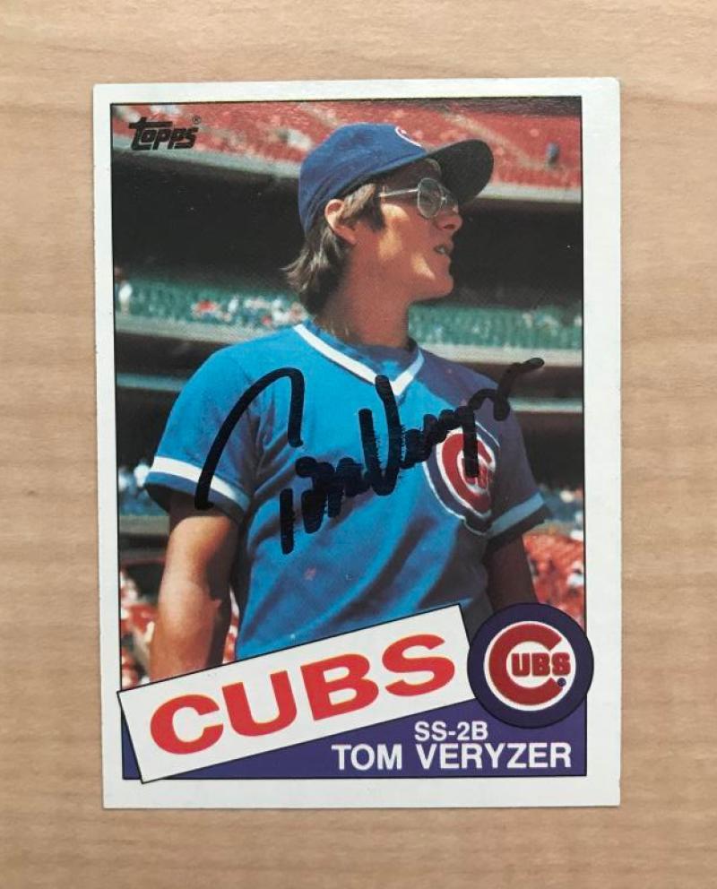 TOM VERYZER CHICAGO CUBS SIGNED DECEASED 1985 TOPPS CARD #405 W/COA