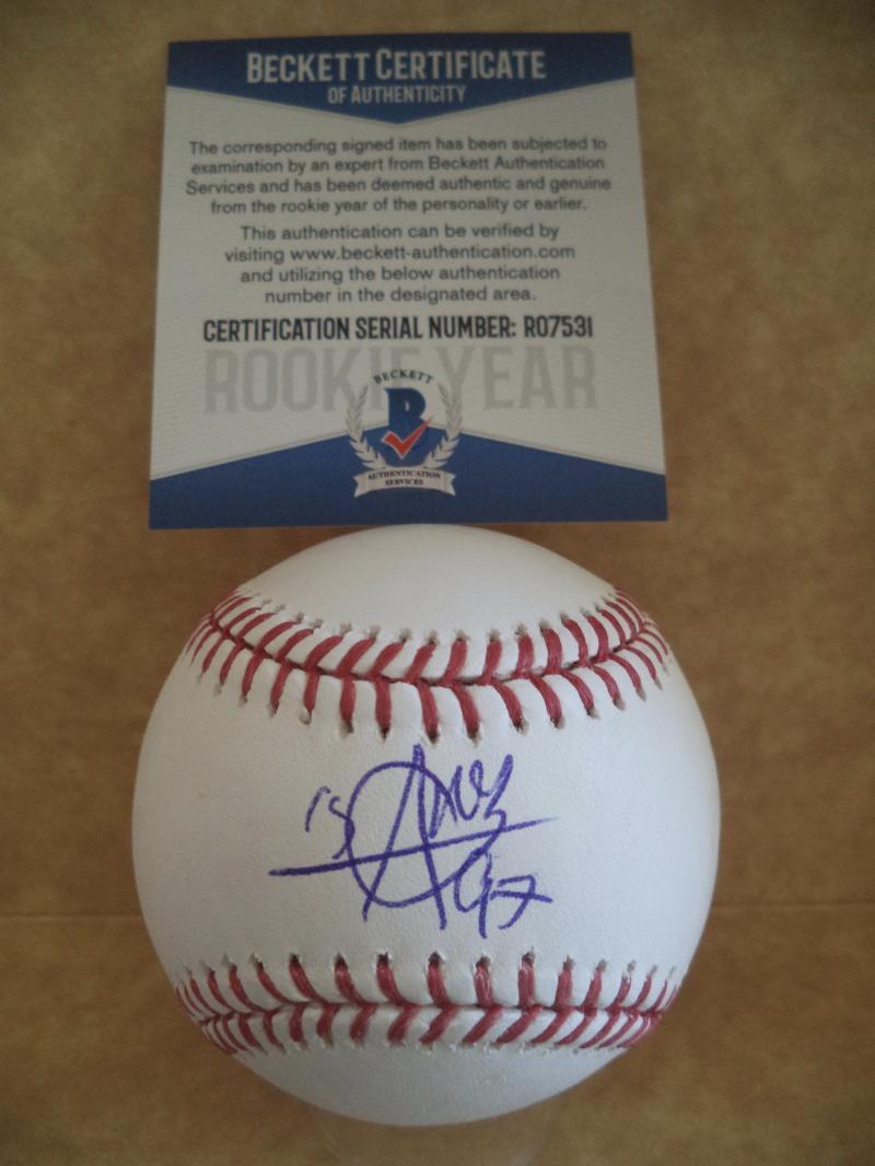 YANIO PEREZ TEXAS RANGERS CUBA ROOKIE YEAR SIGNED M.L. BASEBALL BECKETT R07531 COLLECTIBLE MEMORABILIA