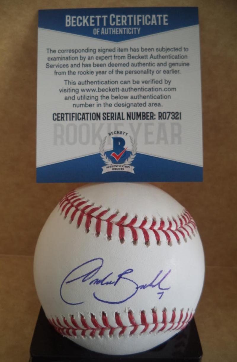 ANDREW BECHTOLD MINNESOTA TWINS ROOKIE YEAR SIGNED ML BASEBALL BECKETT R07321
