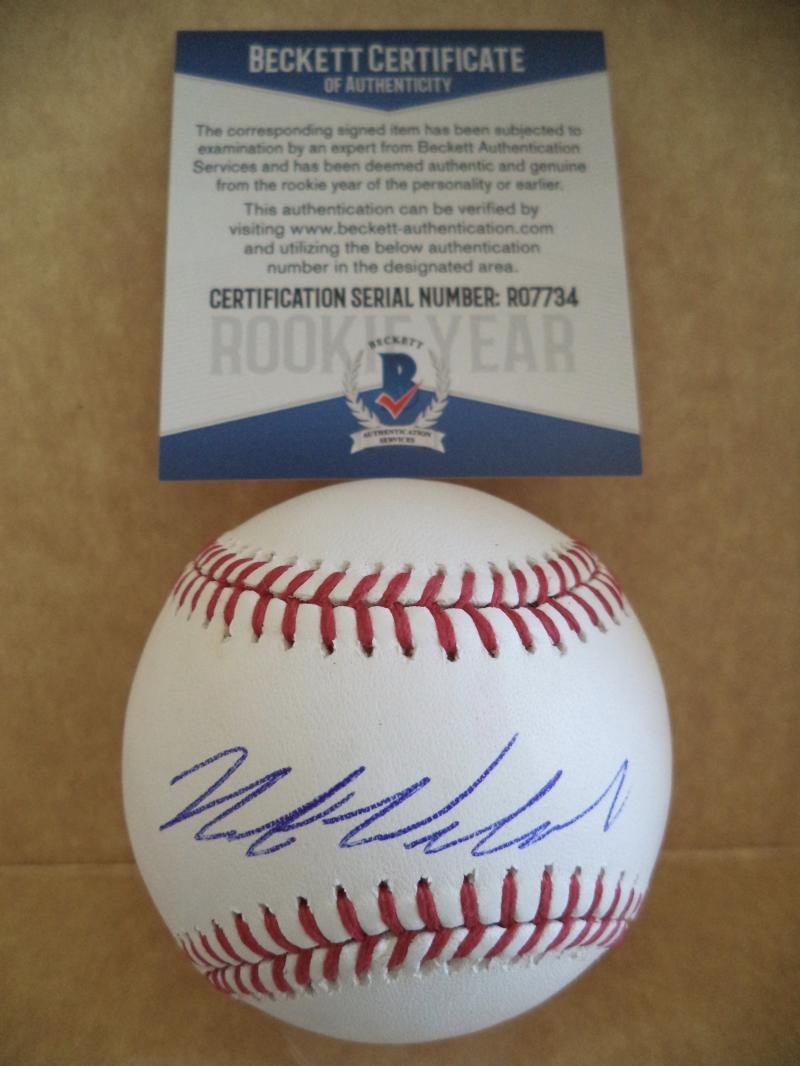 NICK WILLIAMS PHILLIES ROOKIE YEAR SIGNED AUTOGRAPHED ML BASEBALL BECKETT R07734