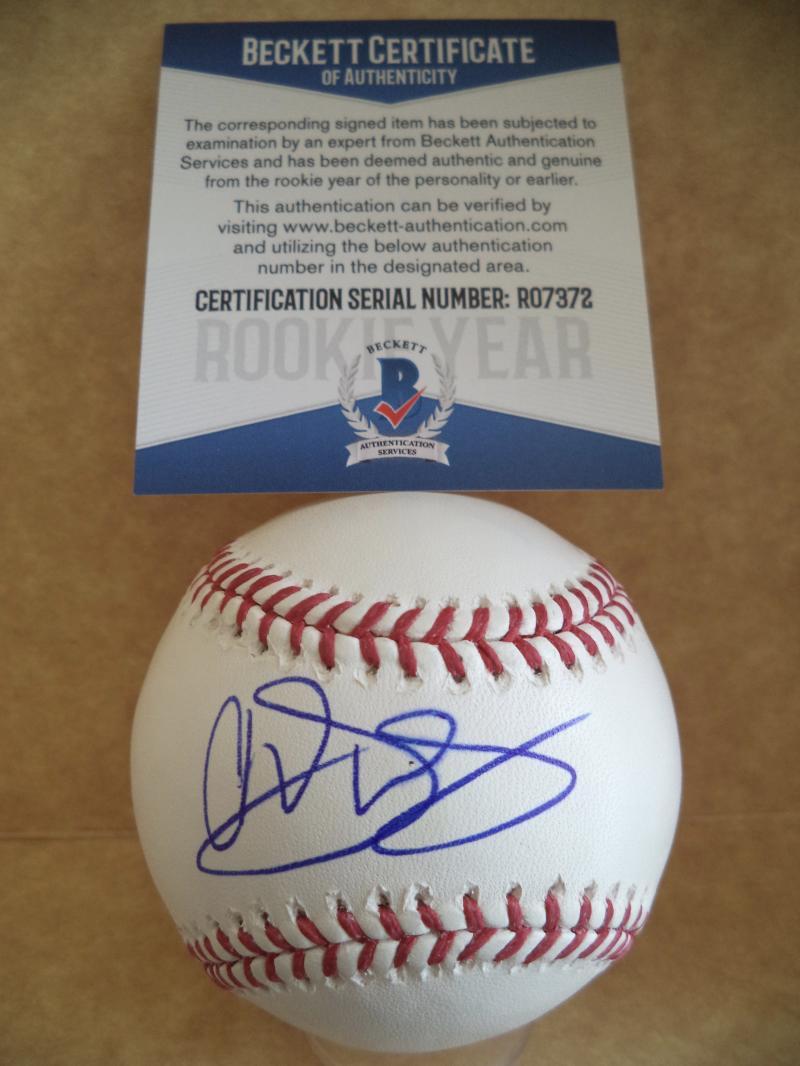 CHRISTIN STEWART DETROIT TIGERS ROOKIE YEAR SIGNED ML BASEBALL BECKETT R07372