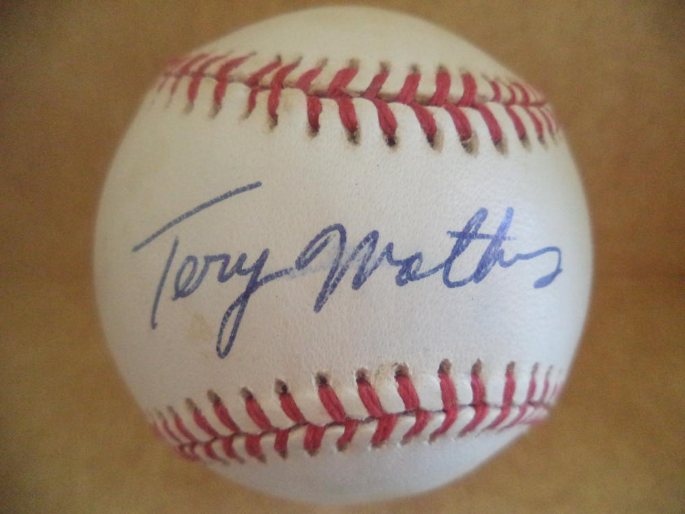 TERRY MATHEWS ORIOLES/ROYALS/MARLINS DECEASED SIGNED N.L. BASEBALL W/COA