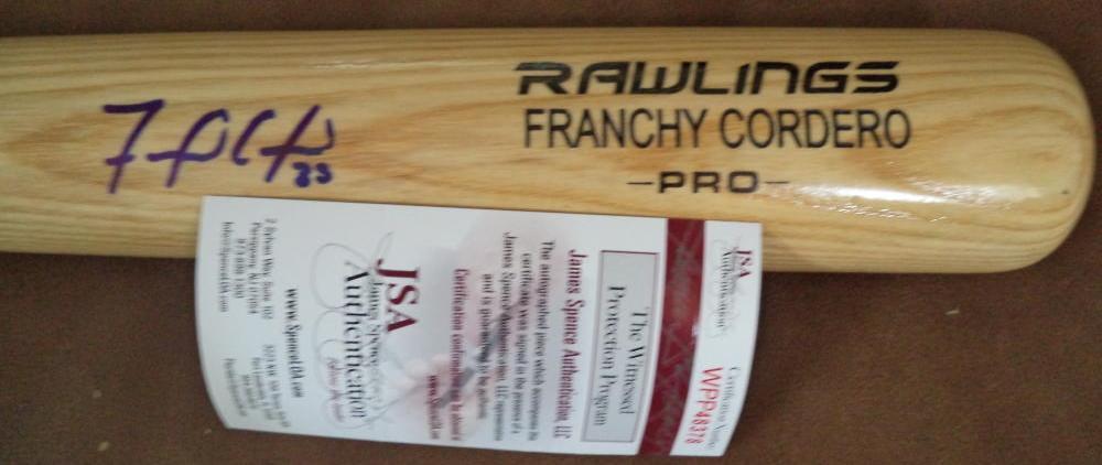FRANCHY CORDERO BOSTON RED SOX SIGNED ENGRAVED RAWLINGS BAT JSA WPP48378