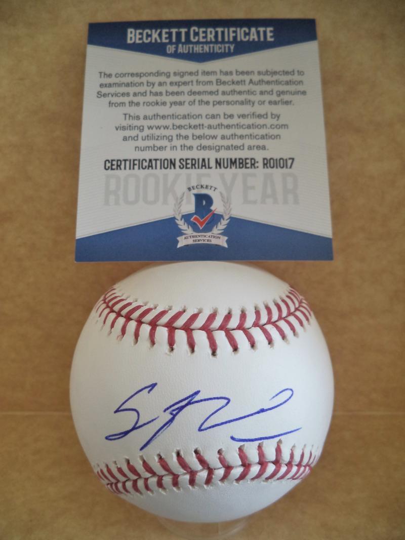 SEAN NEWCOMB ATLANTA BRAVES ROOKIE YEAR SIGNED AUTO ML BASEBALL BECKETT R01017