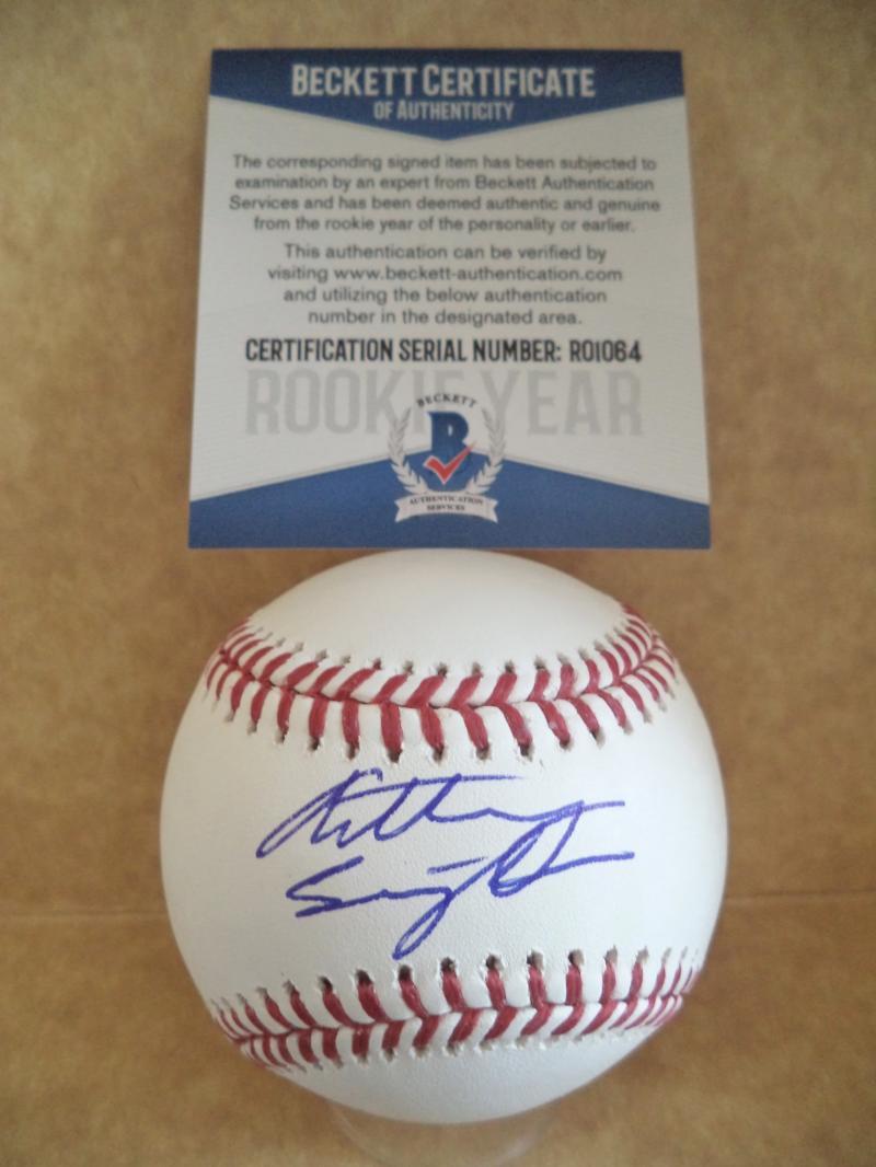 ANTHONY SEIGLER YANKEES 1ST RD PICK ROOKIE YEAR SIGNED ML BALL BECKETT R01064