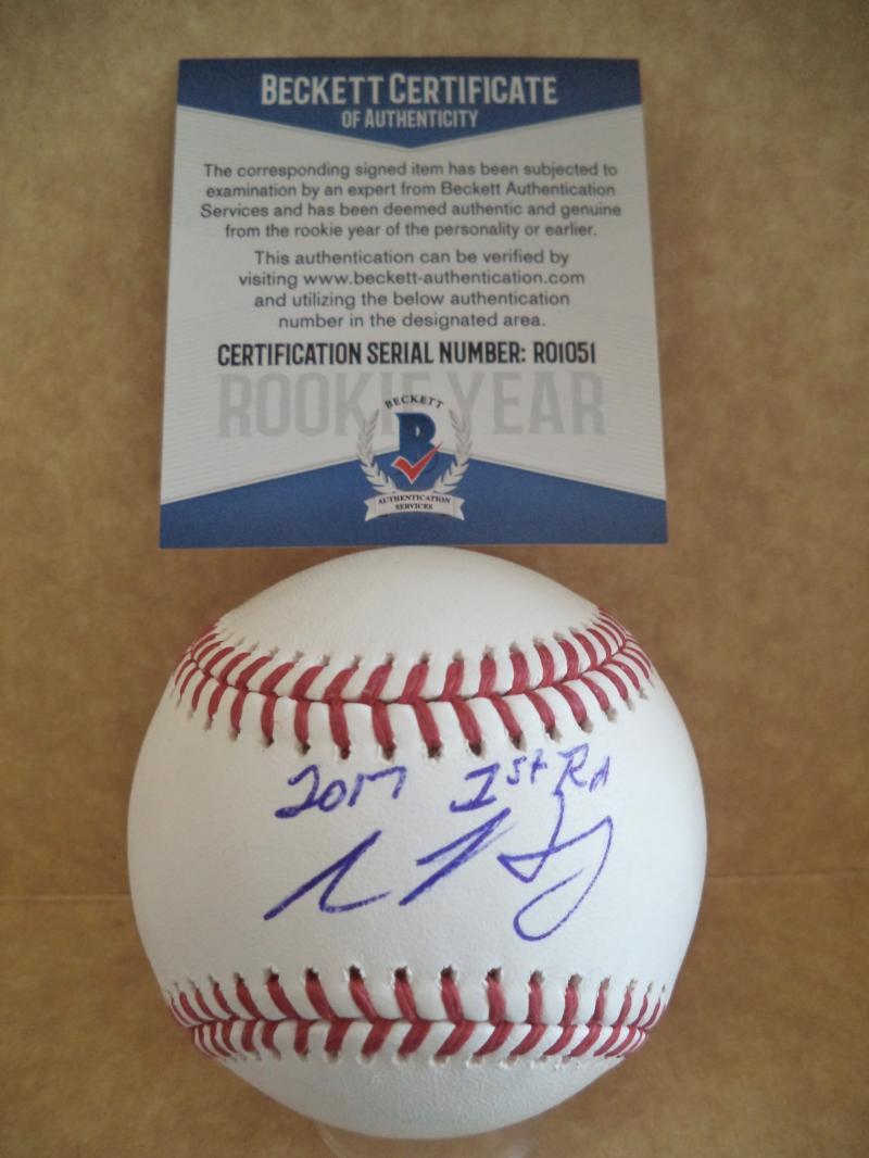 ADAM HASELEY PHILLIES 2017 1ST RD ROOKIE YEAR SIGNED BASEBALL BECKETT R01051