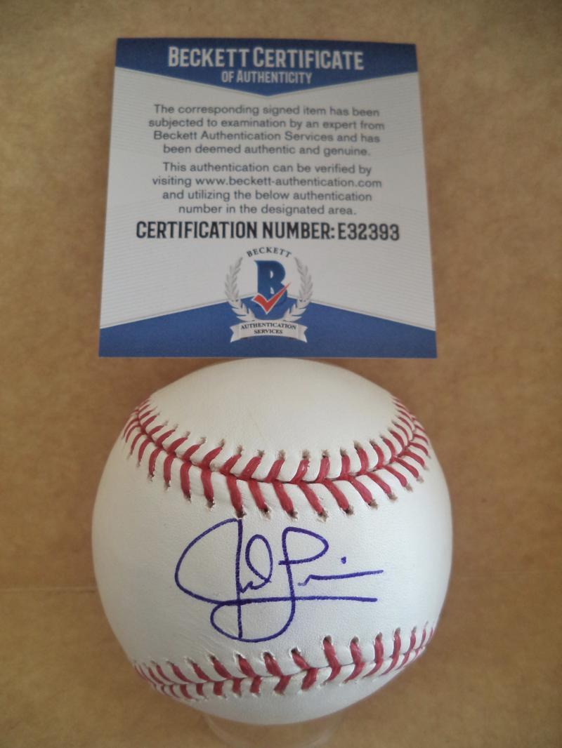 JED LOWRIE OAKLAND A'S SIGNED AUTOGRAPHED M.L BASEBALL BECKETT E32393