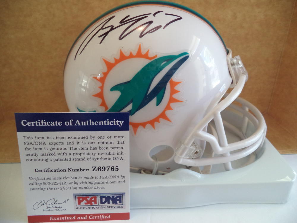 RYAN TANNEHILL MIAMI DOLPHINS SIGNED AUTOGRAPHED RIDDELL MINI HELMET PSA Z69765