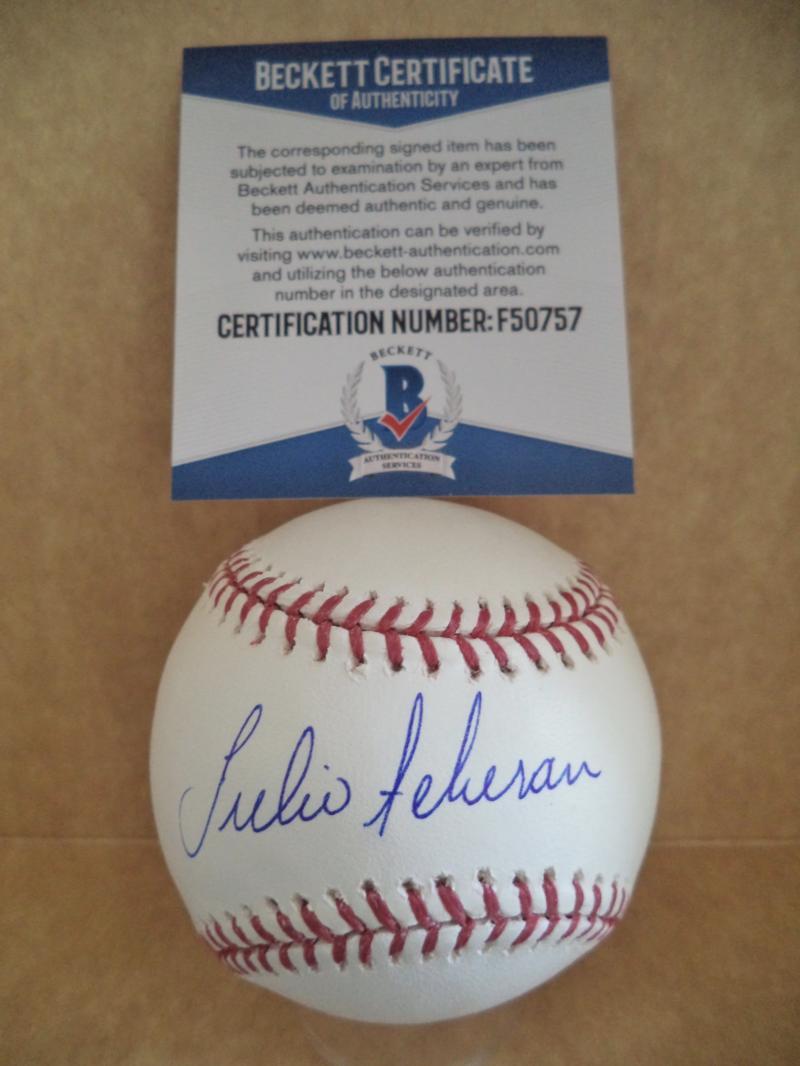 JULIO TEHERAN ATLANTA BRAVES SIGNED AUTOGRAPHED M.L. BASEBALL BECKETT F50757