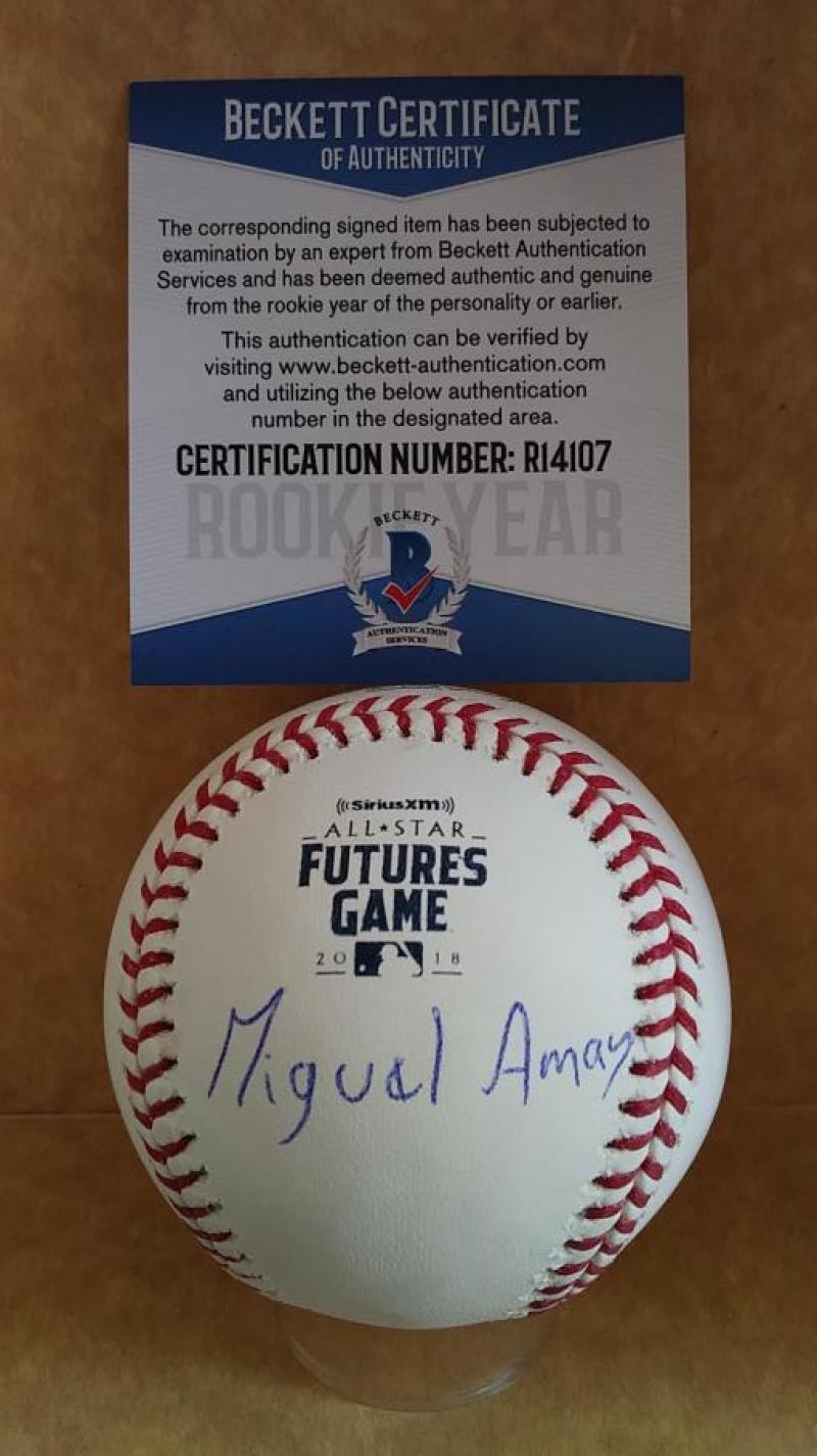 MIGUEL AMAYA CUBS ENGLISH ROOKIE YEAR SIGNED FUTURES BASEBALL BECKETT R14107