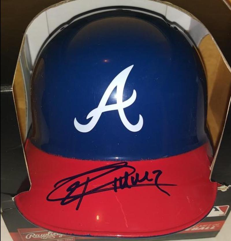 RAY-PATRICK DIDDER BRAVES SIGNED ROOKIE YEAR RAWLINGS MINI HELMET BECKETT R14017