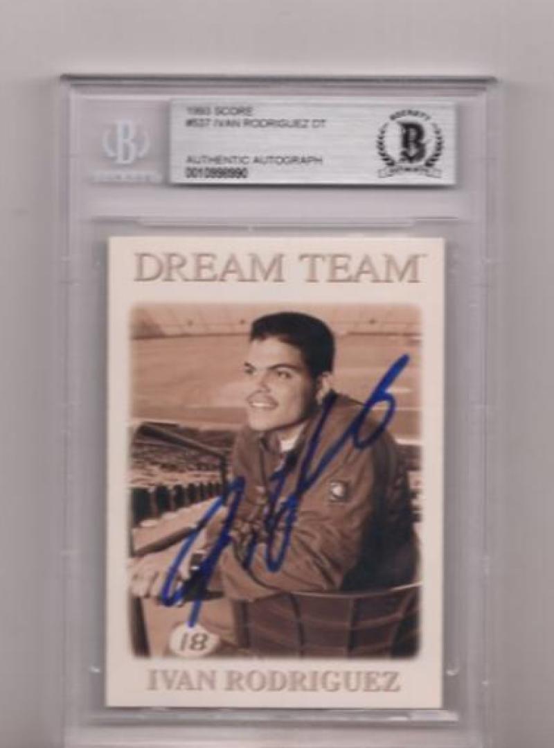 1993 SCORE IVAN RODRIGUEZ SIGNED CARD BECKETT AUTHENTIC AUTOGRAPH