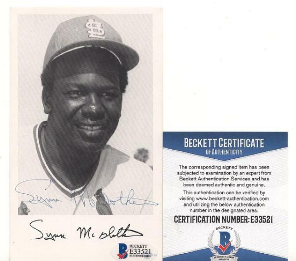 LYNN MCGLOTHEN ST. LOUIS CARDINALS AUTOGRAPH POSTCARD VINTAGE BECKETT E33521