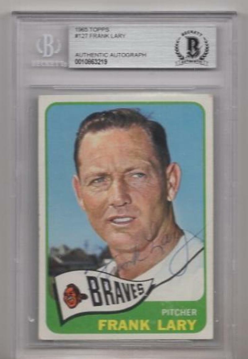 1965 TOPPS FRANK LARRY SIGNED CARD BECKETT AUTHENTIC AUTOGRAPH