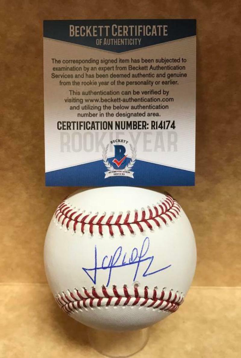 JULIO PABLO MARTINEZ RANGERS ROOKIE YEAR SIGNED M.L. BASEBALL BECKETT R14174
