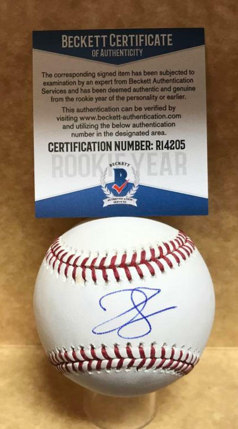 J.B. BUKAUSKAS HOUSTON ASTROS ROOKIE YEAR SIGNED M.L. BASEBALL BECKETT R14205