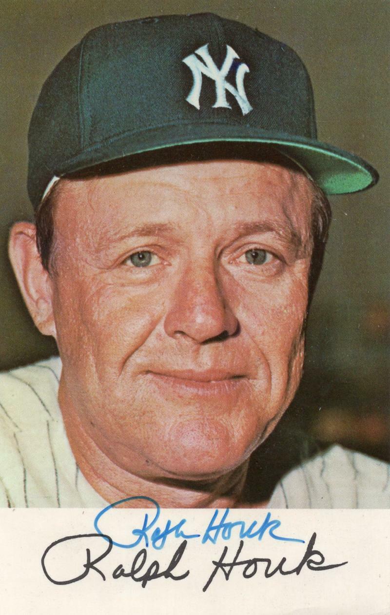 RALPH HOUK NEW YORK YANKEES SIGNED DEXTER PRESS POSTCARD W/ COA