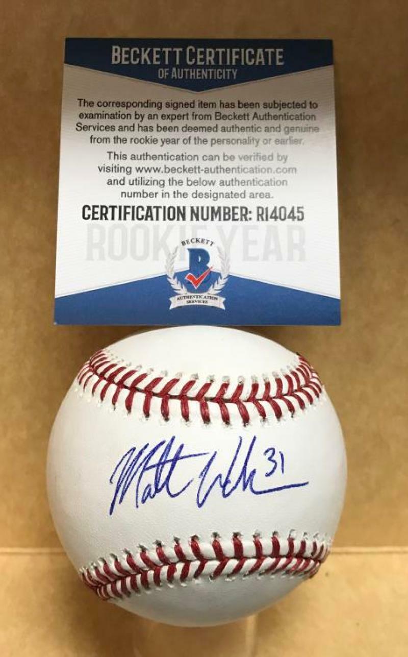 MATT WALKER SEATTLE MARINERS SIGNED M.L. BASEBALL ROOKIE YEAR BECKETT R14045