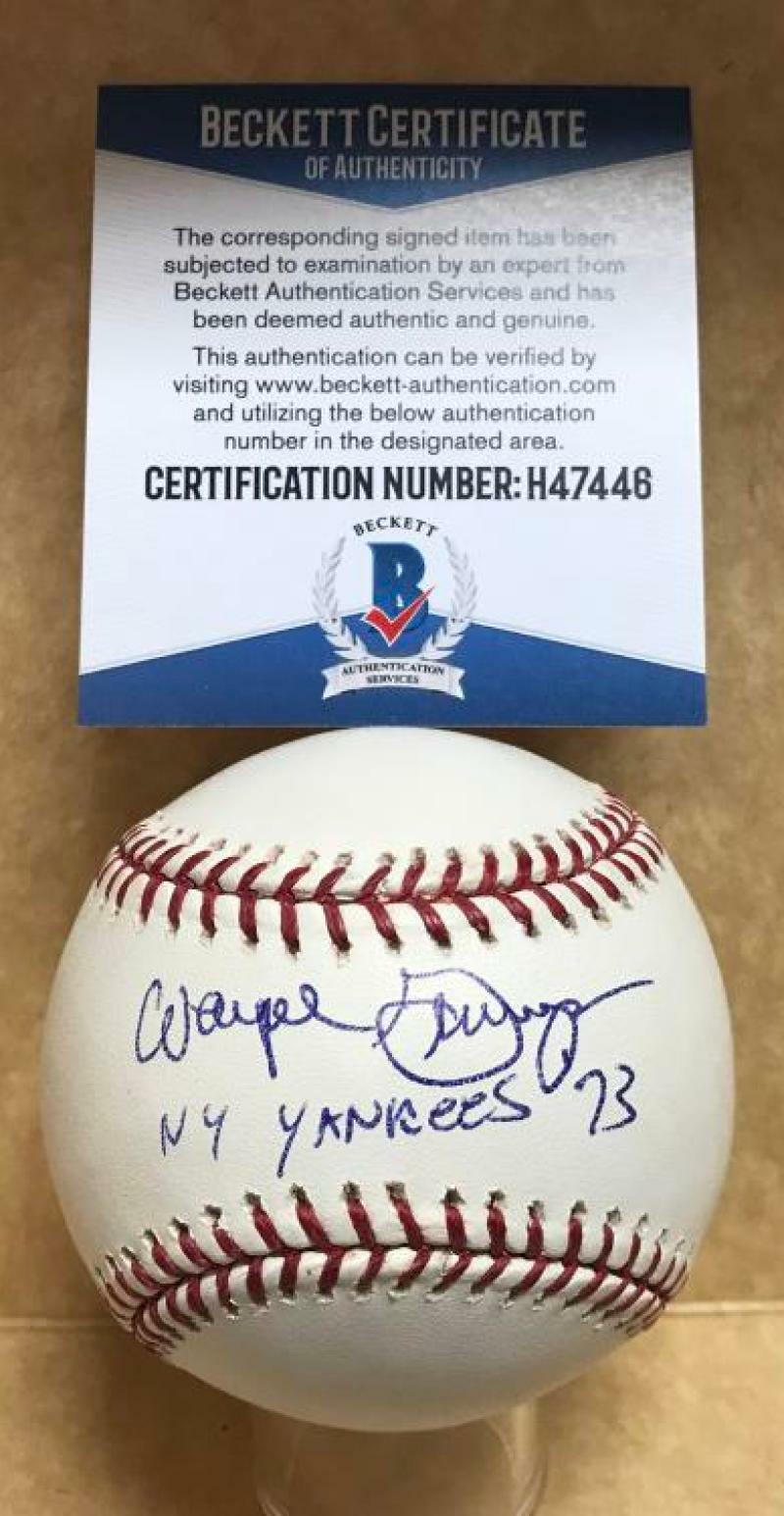 WAYNE GRANGER NY YANKEES 73 SIGNED AUTOGRAPHED M.L. BASEBALL BECKETT H47446