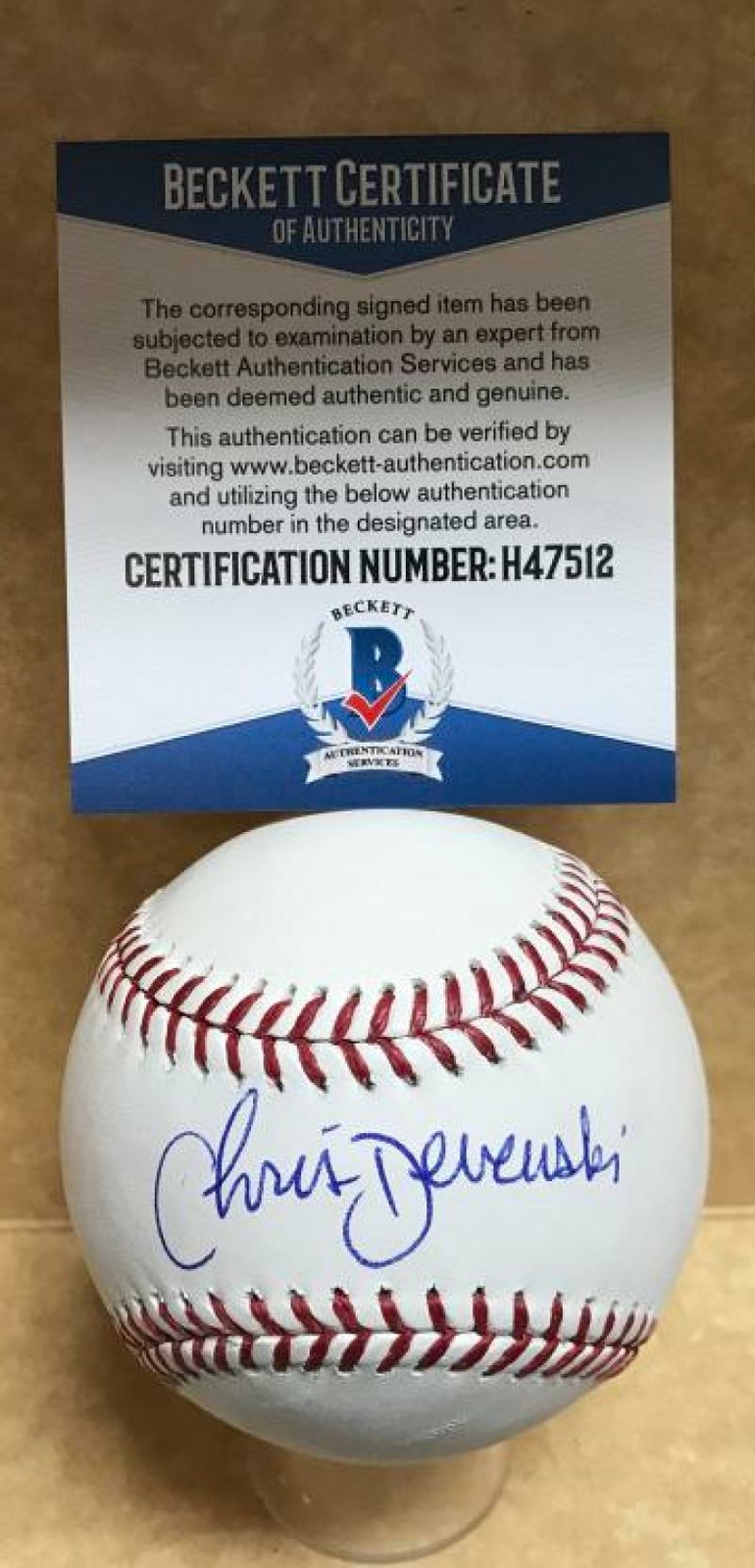 CHRIS DEVANSKI HOUSTON ASTROS SIGNED AUTO M.L. BASEBALL BECKETT H47512