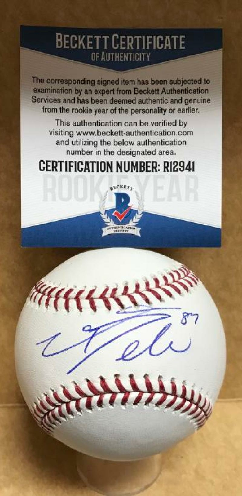 JOSE DELEON TAMPA BAY RAYS SIGNED AUTOGRAPHED M.L. BASEBALL BECKETT R12941