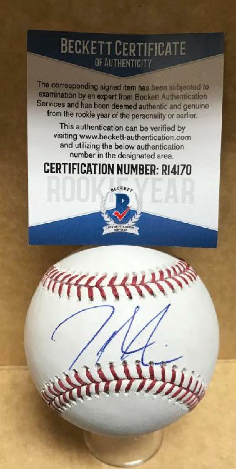 TYLER NEVIN COLORADO ROCKIES ROOKIE YEAR SIGNED M.L. BASEBALL BECKETT R14170