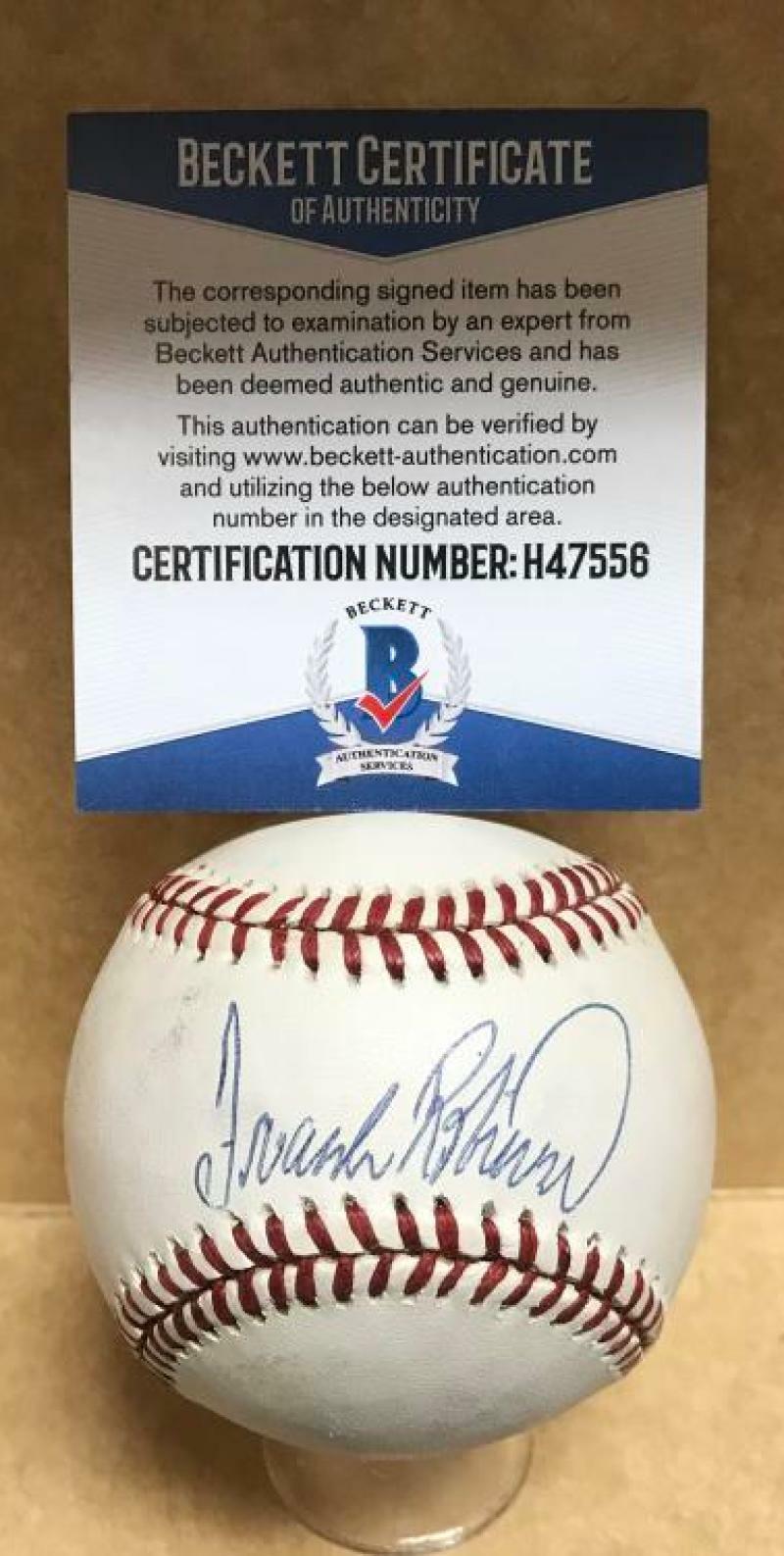 FRANK ROBINSON BALTIMORE ORIOLES SIGNED AUTO A.L. BASEBALL BECKETT H47556