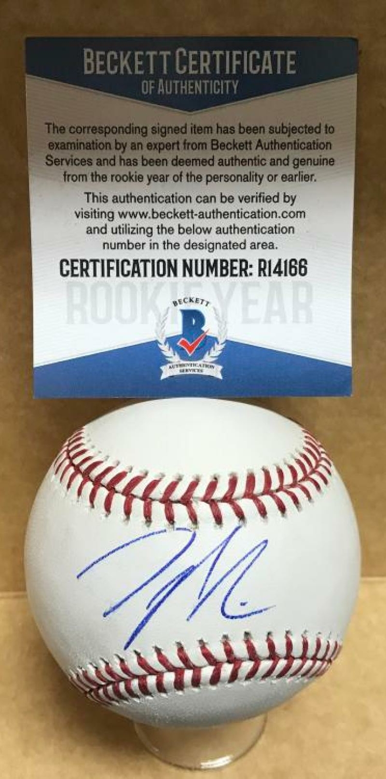 TYLER NEVIN COLORADO ROCKIES ROOKIE YEAR SIGNED M.L. BASEBALL BECKETT R14166