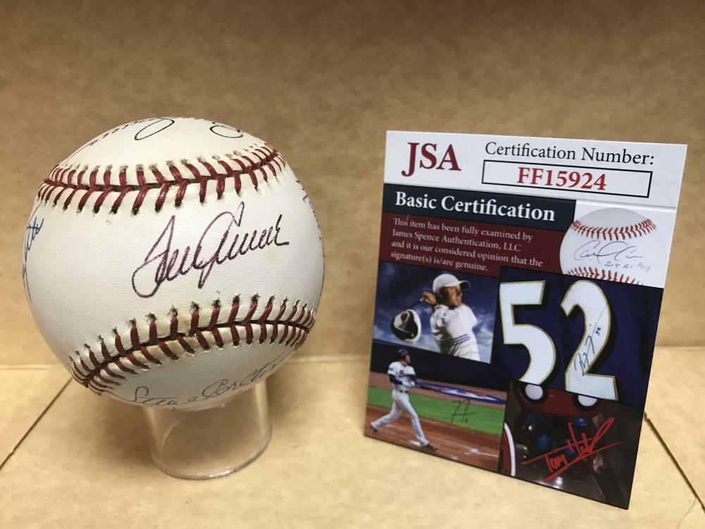 SEAVER,CARLTON,MURCER,ROBERTS,SLAUGHTER,BOUTON ETC SIGNED M.L. BASEBALL JSA FF15