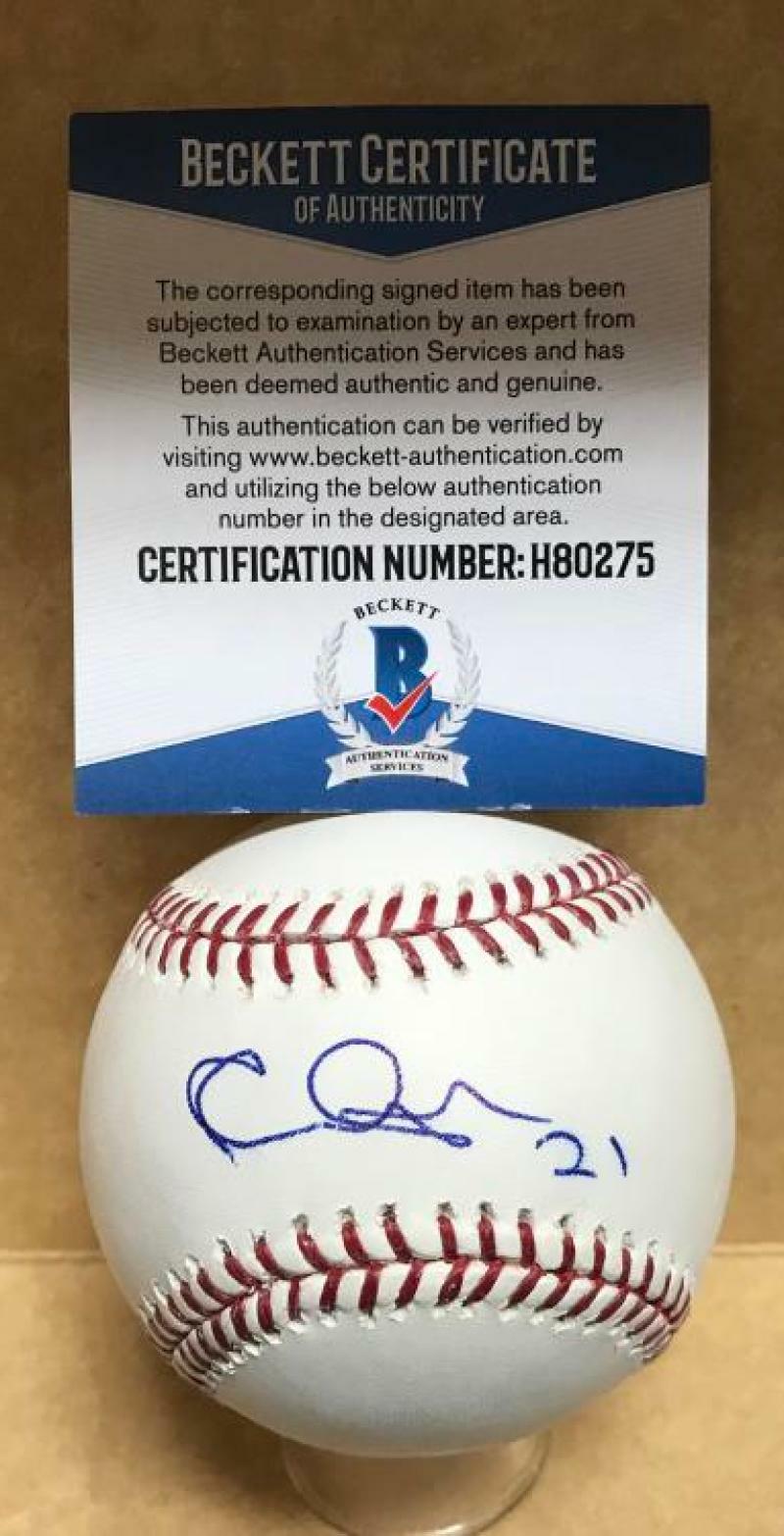 CESAR PUELLO RAYS/ANGELS/MARLINS SIGNED AUTOGRAPHED M.L. BASEBALL BECKETT H80275