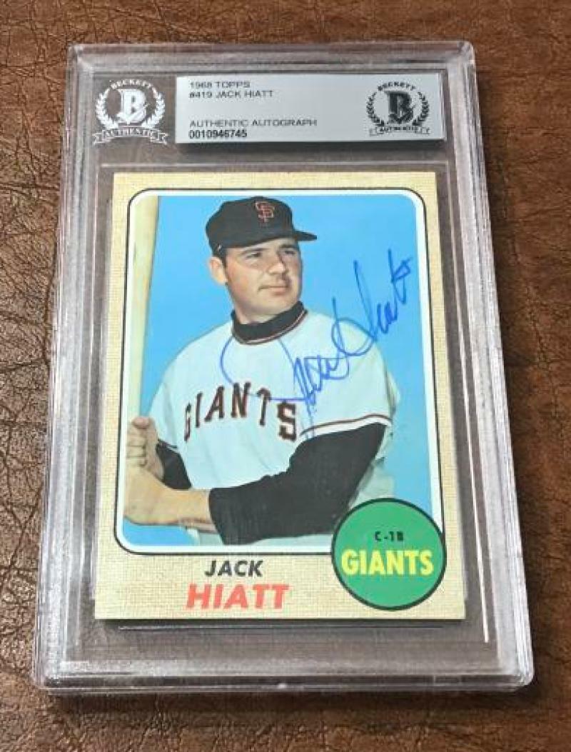 1963 TOPPS JACK HIATT #419 GIANTS SIGNED CARD BECKETT AUTHENTIC
