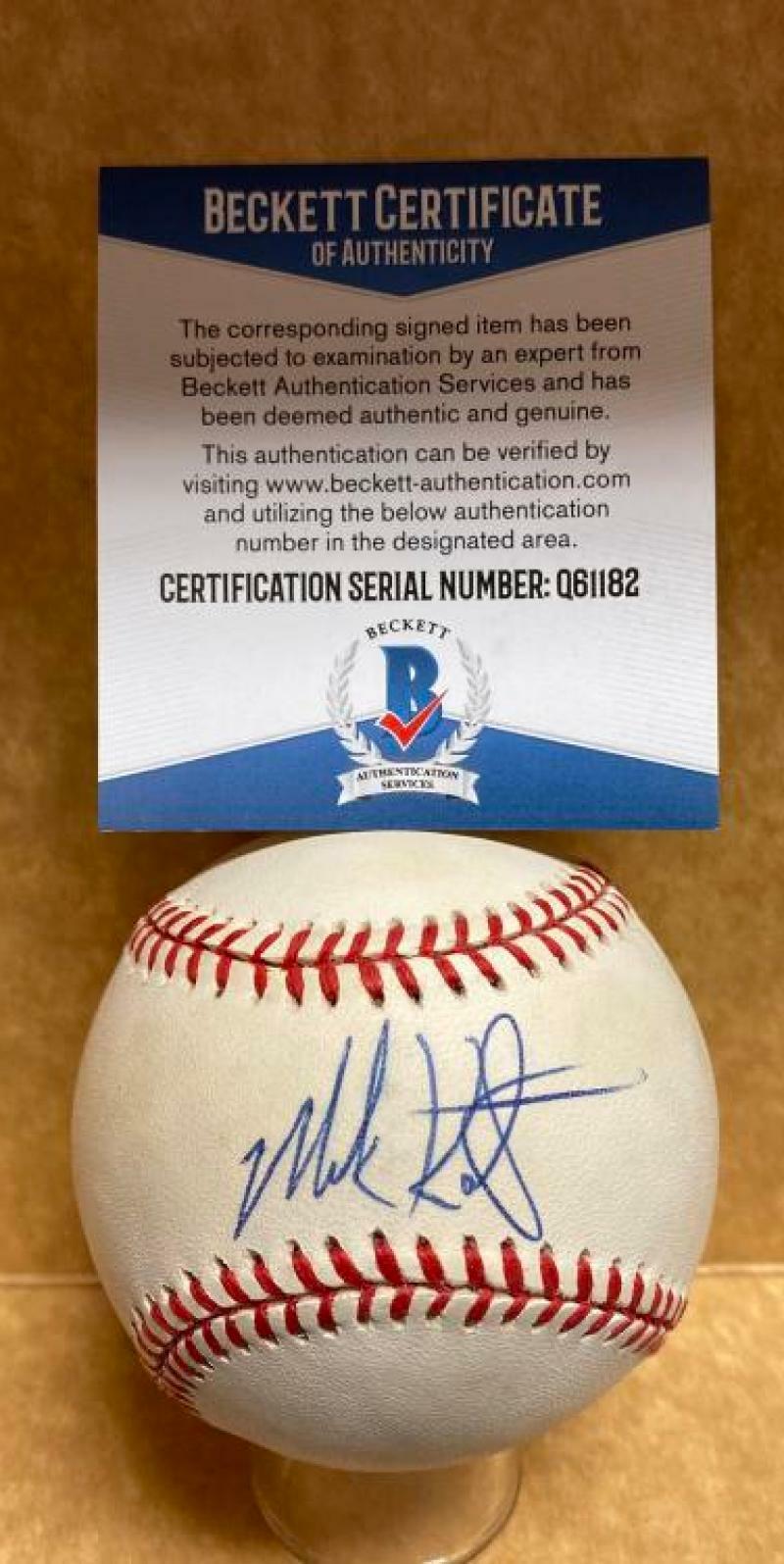 MARK KOTSAY BRAVES/RED SOX/A'S SIGNED AUTOGRAPHED N.L. BASEBALL BECKETT Q61182