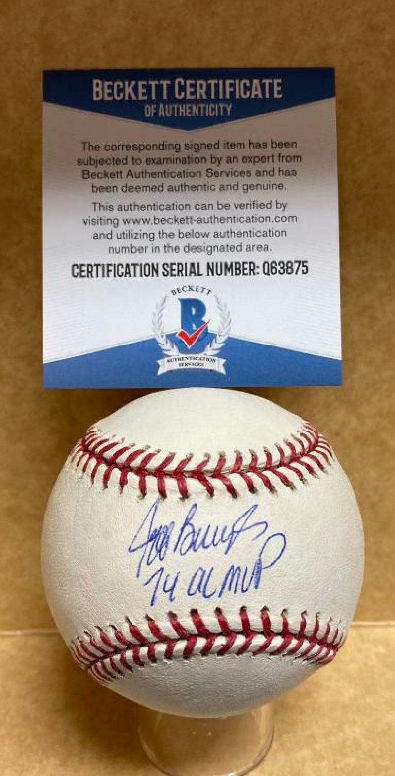 JEFF BURROUGHS 74 AL MVP RANGERS SIGNED AUTOGRAPHED M.L. BASEBALL BECKETT Q63875