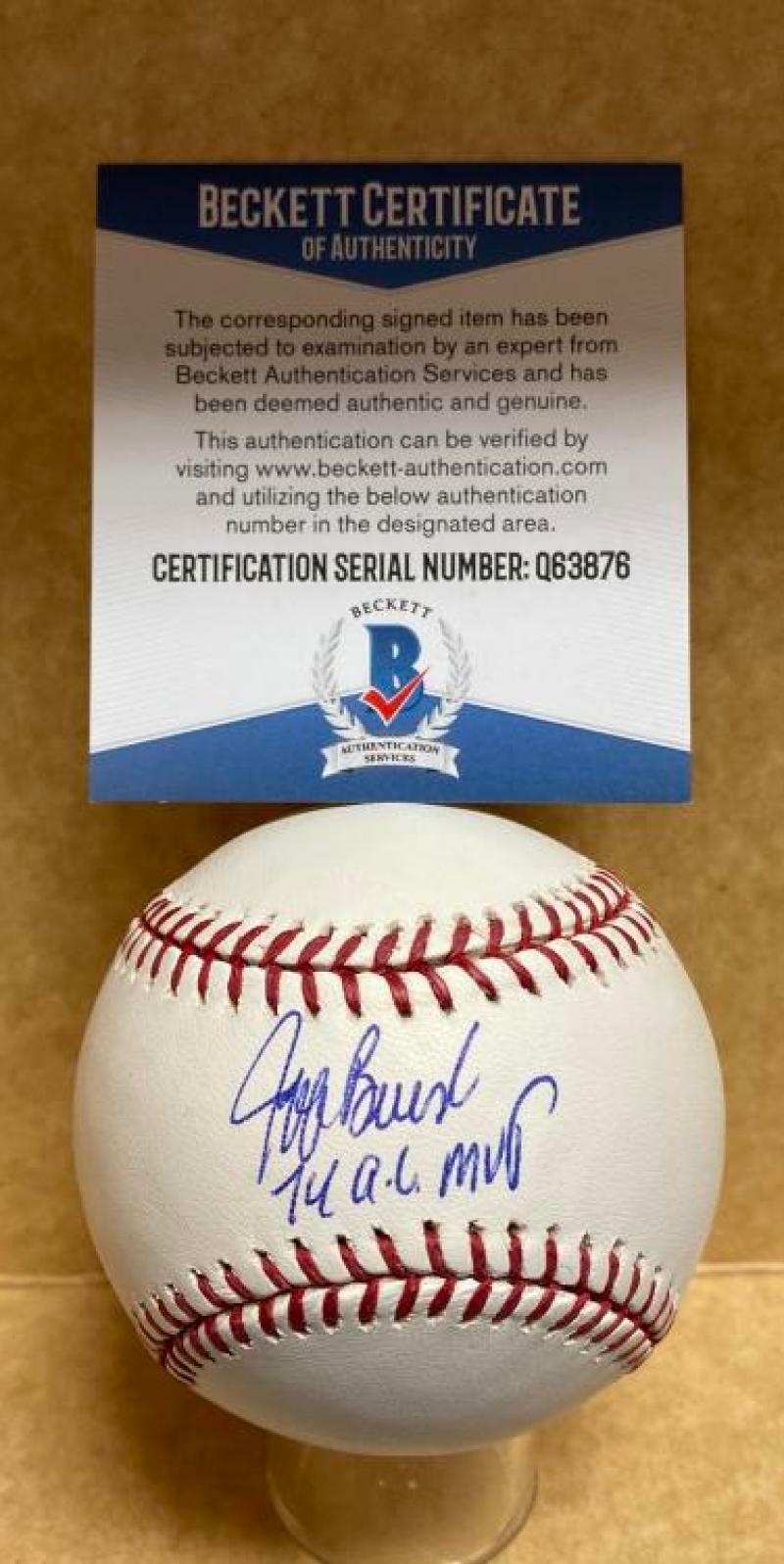 JEFF BURROUGHS 74 AL MVP RANGERS SIGNED AUTOGRAPHED M.L. BASEBALL BECKETT Q63876