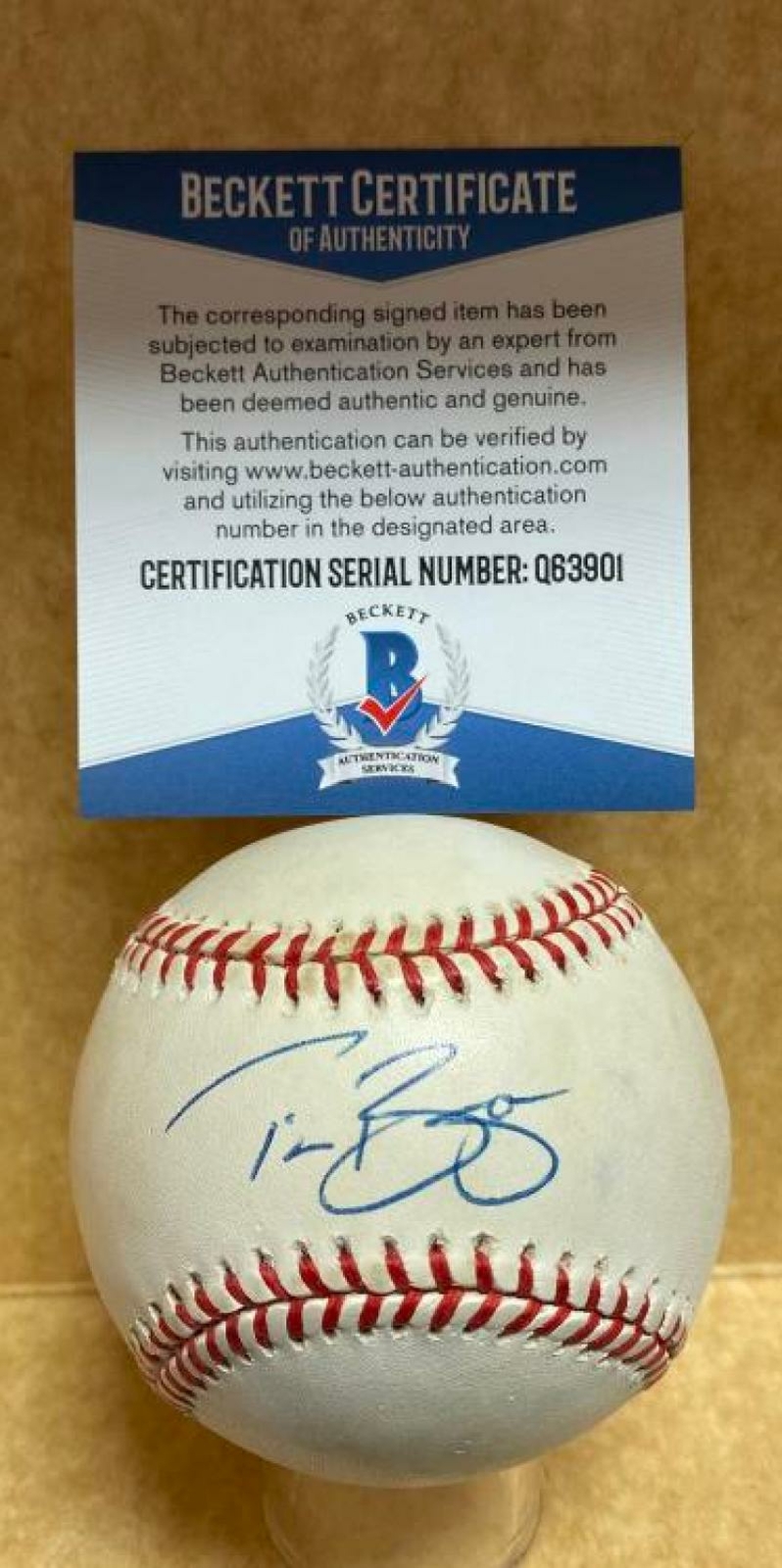 TIM BOGAR METS/DODGERS SIGNED AUTOGRAPHED N.L. BASEBALL BECKETT Q63901
