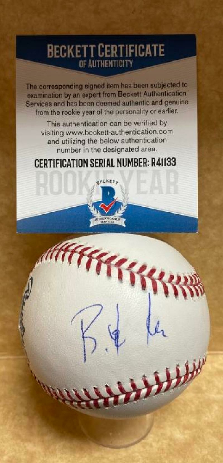 ROBERT PUASON OAKLAND A'S ROOKIE YEAR SIGNED AUTO M.L. BASEBALL BECKETT R41133