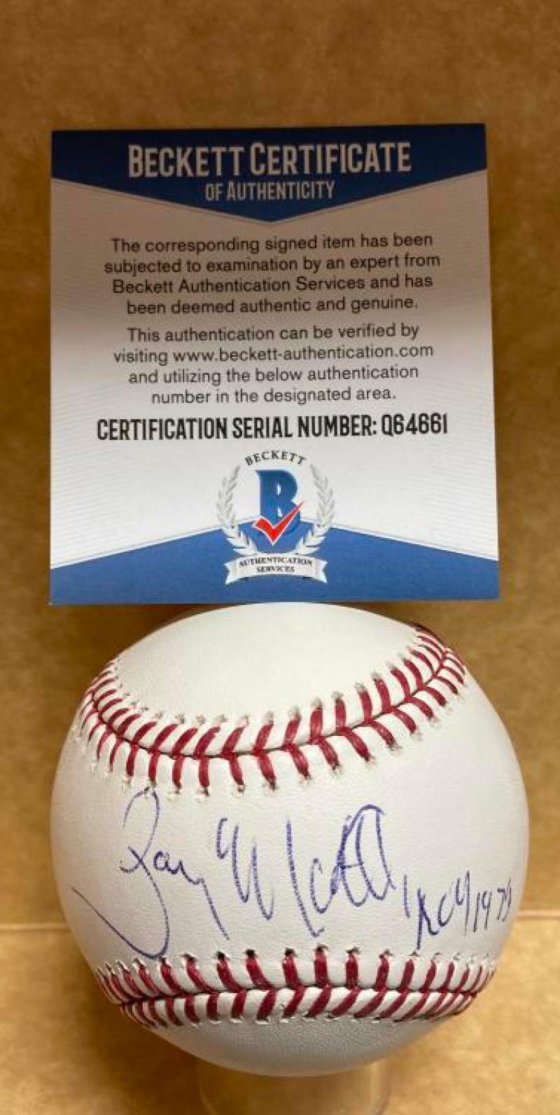 GARY MATTHEWS 1973 ROY GIANTS SIGNED AUTOGRAPHED M.L. BASEBALL BECKETT Q64661