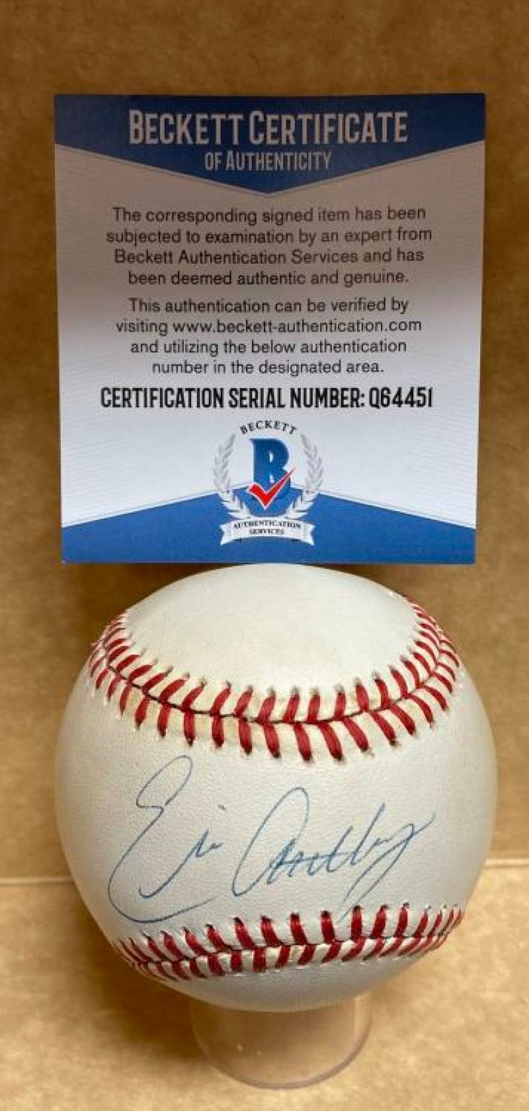 ERIC ANTHONY ASTROS/REDS/DODGERS SIGNED AUTOGRAPHED N.L. BASEBALL BECKETT Q64451