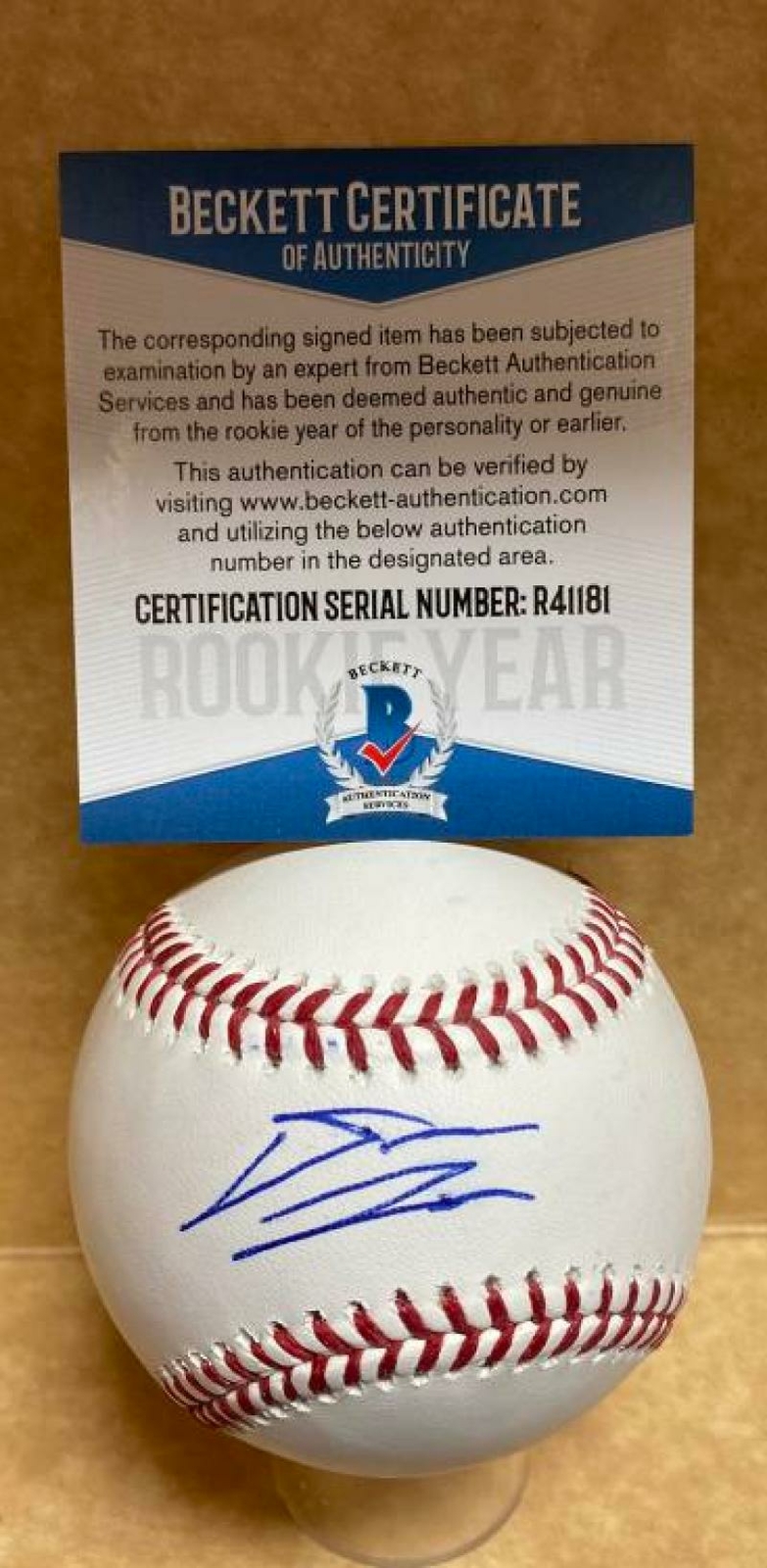 DESMOND LINDSAY NEW YORK METS ROOKIE YEAR SIGNED M.L. BASEBALL BECKETT R41181
