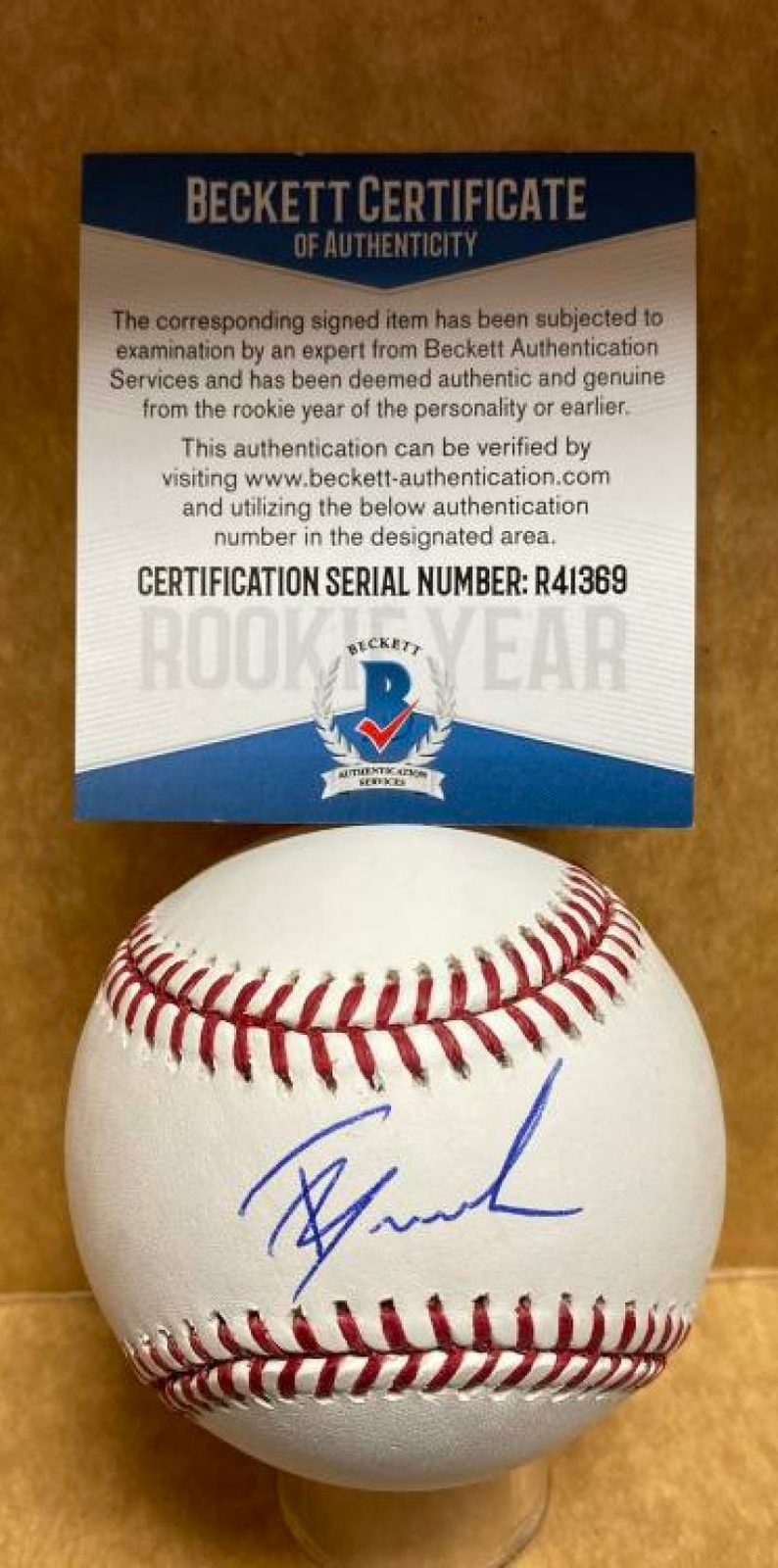 TRISTAN BECK SAN FRANCISCO GIANTS ROOKIE YEAR SIGNED M.L. BASEBALL R41369