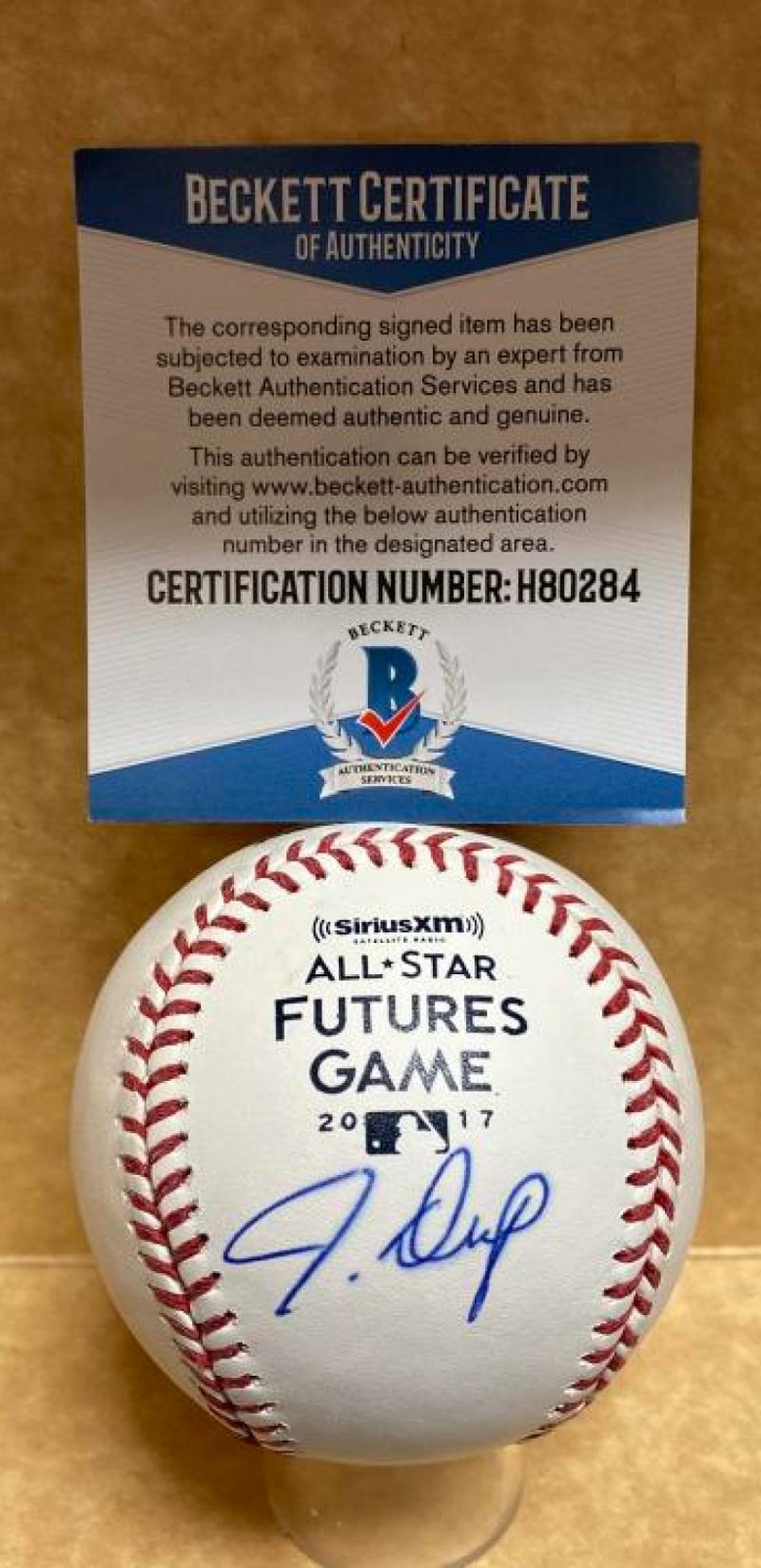 JON DUPLANTIER DIAMONDBACKS SIGNED 2017 FUTURES GAME BASEBALL BECKETT H80284